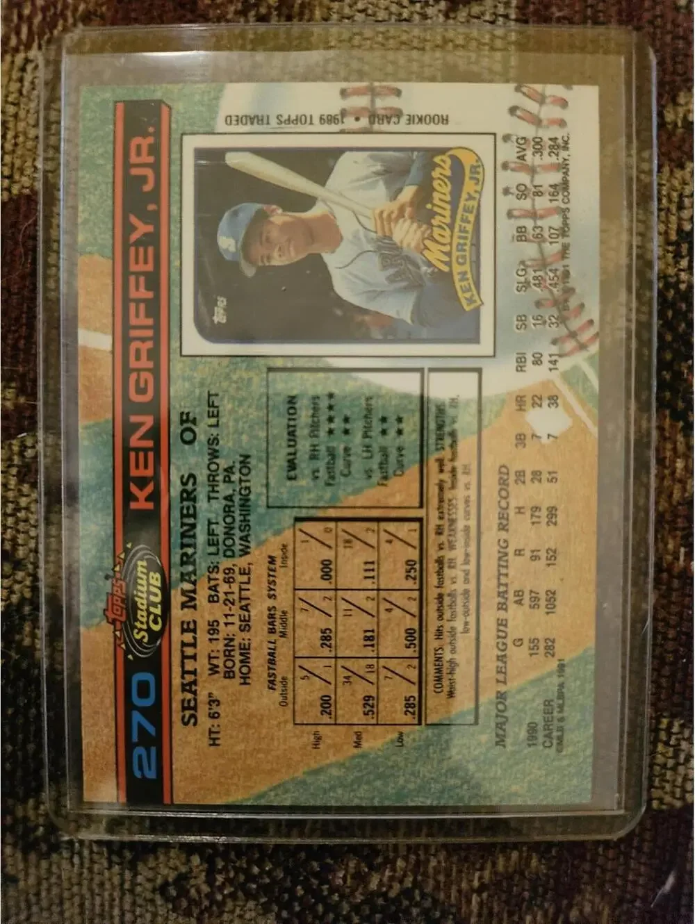 KEN GRIFFEY JR - 1991 Topps Stadium Club #270 - RAW Mint - Picture 2 of 2